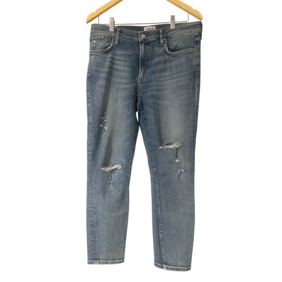 Agolde Sophie High Rise Skinny Crop Distressed Jeans Size 32 In Outsider Wash - Picture 5 of 14